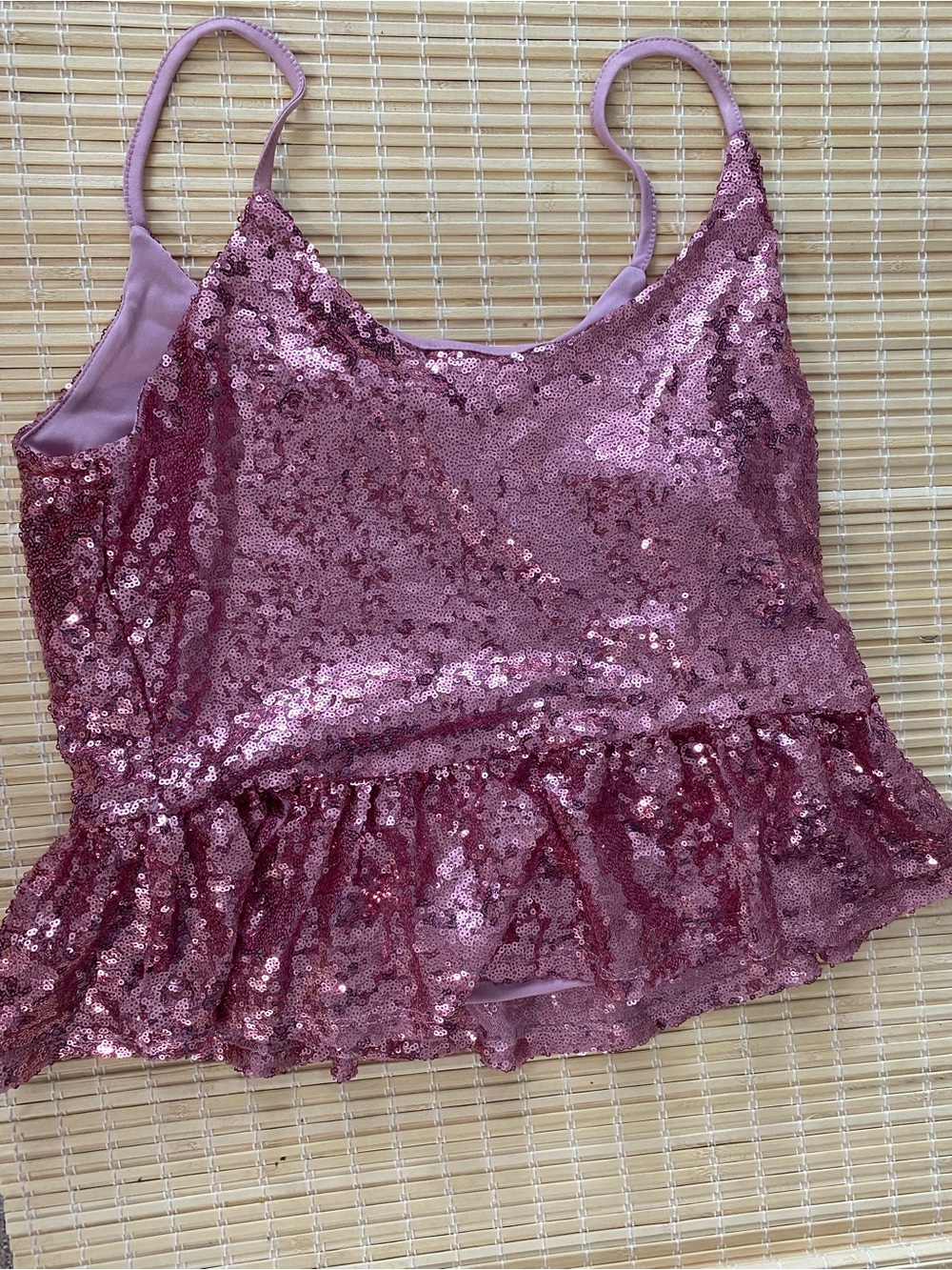 Crave Fame Rose Pink Sequin Peplum Cami